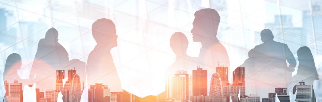 double-exposure-many-business-people